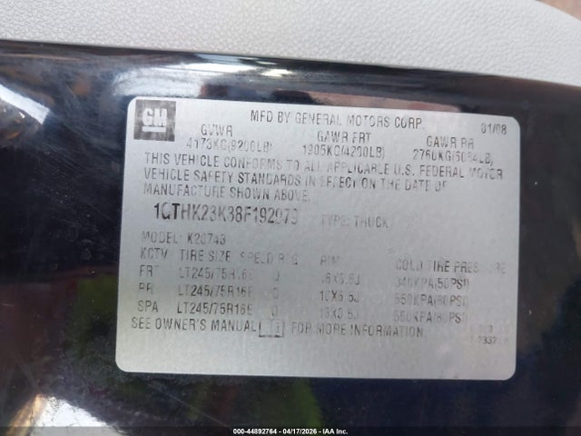 Aukcja sprzedaży 2008 Gmc Sierra 2500hd Slt, vin: 1GTHK23K38F192979, numer aukcji: 44892764