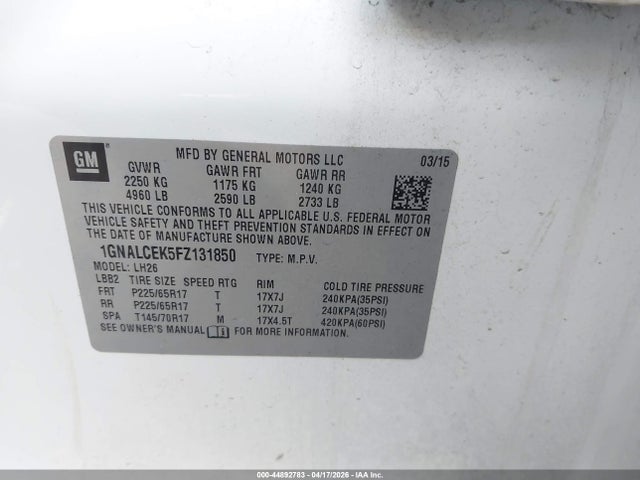 Chevrolet Equinox 2lt 2015 1GNALCEK5FZ131850 Image 9