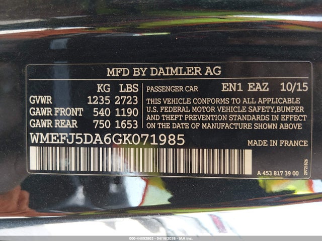 Smart Fortwo Pure 2016 WMEFJ5DA6GK071985 Image 9