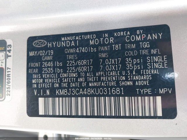 Hyundai Tucson Value 2019 KM8J3CA48KU031681 Image 9