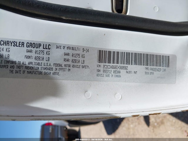44893013 :رقم المزاد ، 2C3CDXBG6EH368582 vin ، 2014 Dodge Charger Se مزاد بيع