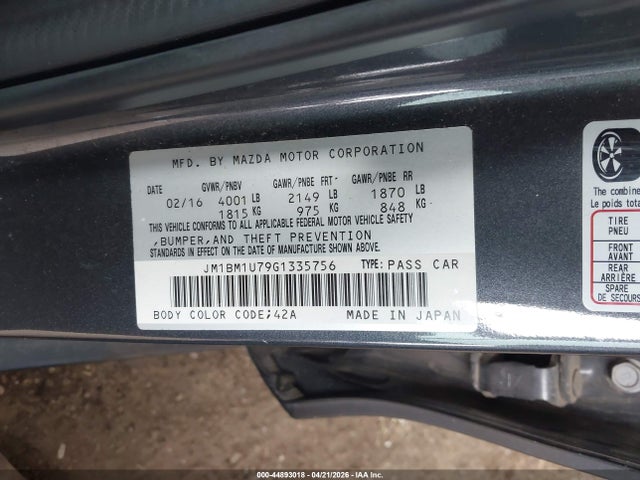 2016 Mazda Mazda3 I Sport მანქანა იყიდება აუქციონზე, vin: JM1BM1U79G1335756, აუქციონის ნომერი: 44893018