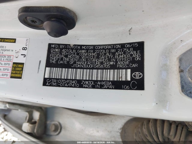 Toyota Prius Two 2015 JTDKN3DU0F0458705 Image 9