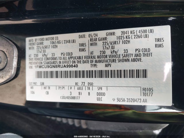 2024 FORD ESCAPE 1FMCU9GN8RUA99840 Photo 8