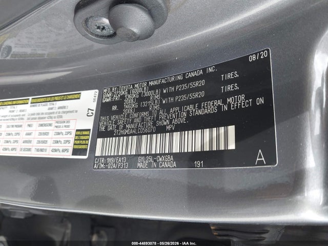 Aukcja sprzedaży 2020 Lexus Rx 450h, vin: 2T2HGMDA4LC056070, numer aukcji: 44893078