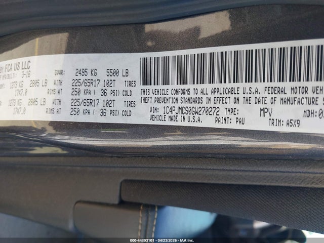 Продаж на аукціоні авто 2016 Jeep Cherokee Latitude, vin: 1C4PJMCS0GW270272, номер лоту: 44893101