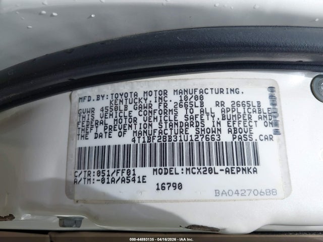 Продаж на аукціоні авто 2001 Toyota Avalon Xl, vin: 4T1BF28B31U127663, номер лоту: 44893135