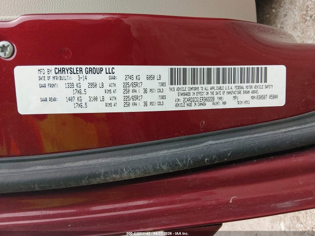 Продаж на аукціоні авто 2014 Dodge Grand Caravan Sxt, vin: 2C4RDGCG1ER302228, номер лоту: 44893142