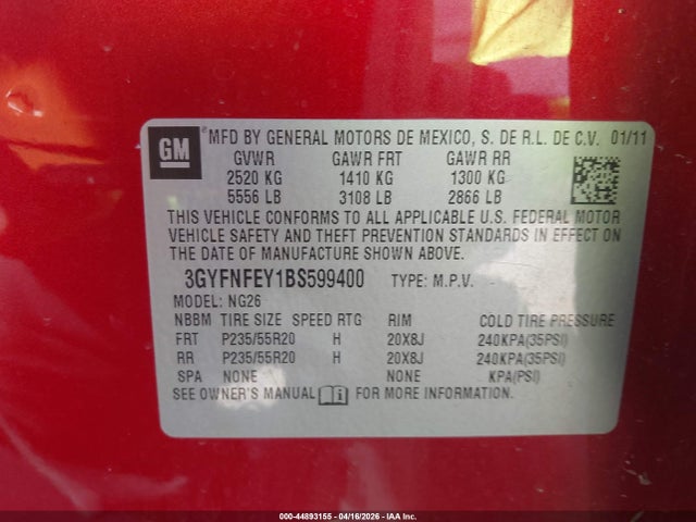 2011 CADILLAC SRX 3GYFNFEY1BS599400 Photo 8