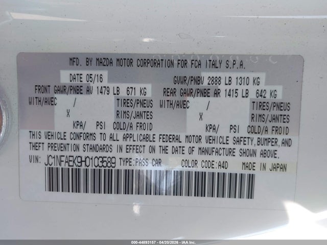 JC1NFAEK9H0103589 Fiat 124 Spider Classica