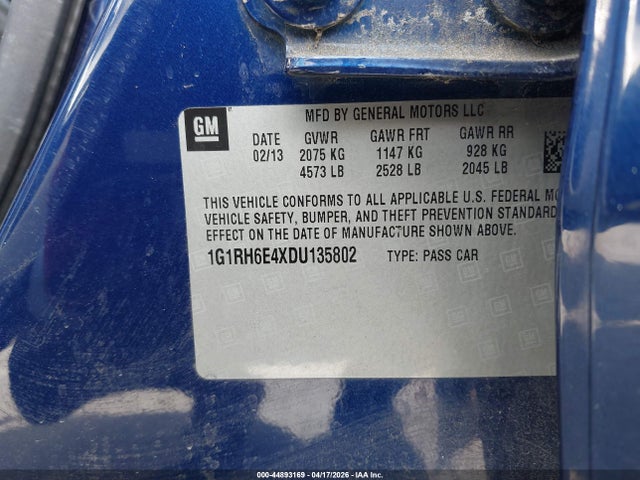 Aukcja sprzedaży 2013 Chevrolet Volt, vin: 1G1RH6E4XDU135802, numer aukcji: 44893169