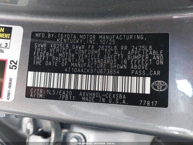 4T1DAACK9TU673654 Toyota CAMRY SE