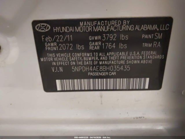 2011 HYUNDAI ELANTRA 5NPDH4AE8BH035435 Photo 8