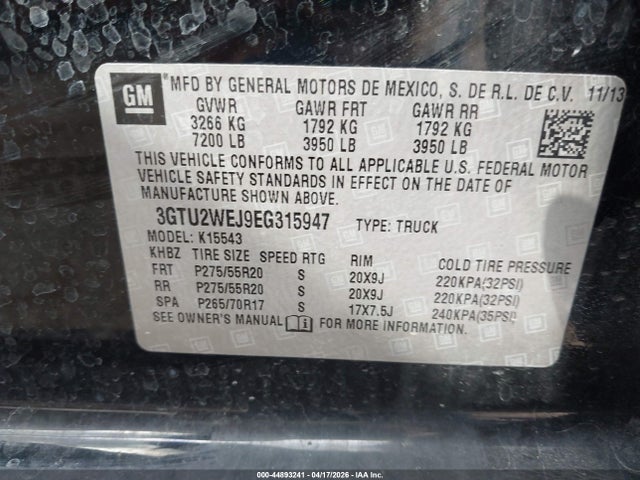 Aukcja sprzedaży 2014 Gmc Sierra 1500 Denali, vin: 3GTU2WEJ9EG315947, numer aukcji: 44893241