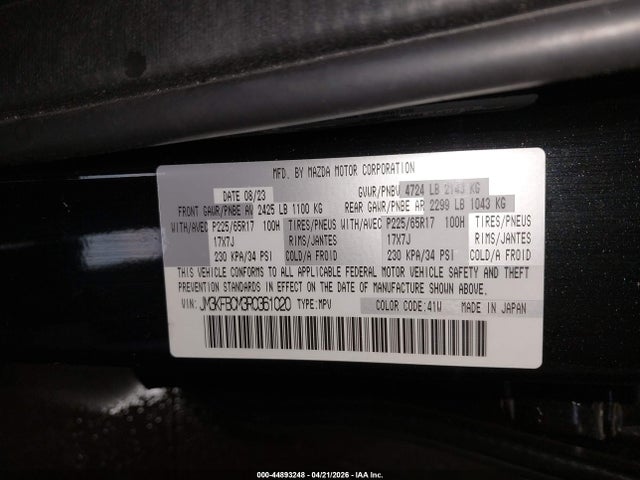 Aukcja sprzedaży 2024 Mazda Cx-5 2.5 S Preferred, vin: JM3KFBCM3R0361020, numer aukcji: 44893248