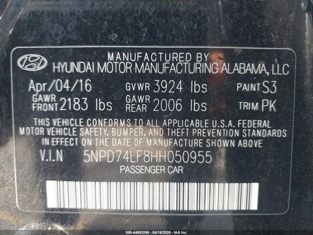 Hyundai ELANTRA SE 2017 5NPD74LF8HH050955 Image 9