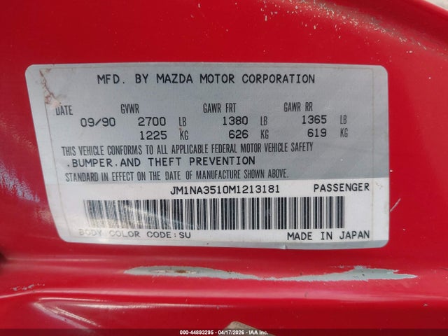 1991 MAZDA MX-5 MIATA JM1NA3510M1213181 Photo 8