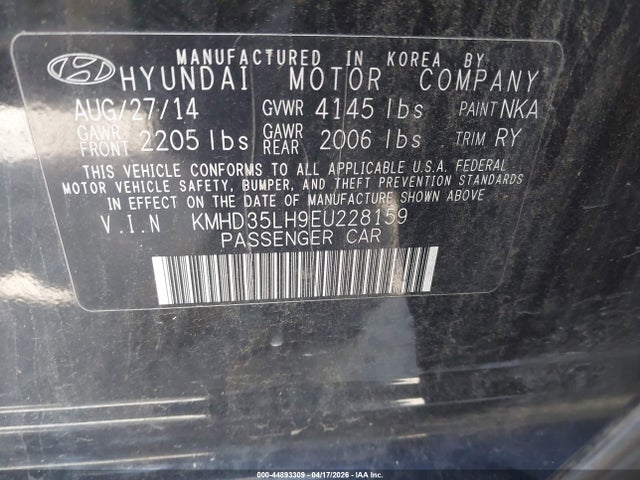 Aukcja sprzedaży 2014 Hyundai Elantra Gt, vin: KMHD35LH9EU228159, numer aukcji: 44893309