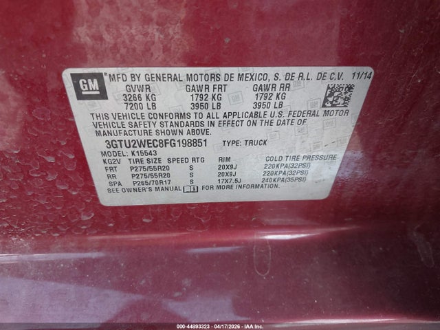 Продажа на аукционе авто 2015 Gmc Sierra 1500 Denali, vin: 3GTU2WEC8FG198851, номер лота: 44893323