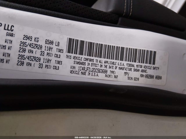 Продаж на аукціоні авто 2013 Jeep Grand Cherokee Srt8, vin: 1C4RJFDJ2DC563680, номер лоту: 44893330