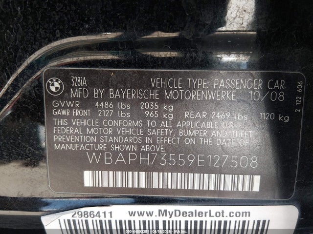 Aukcja sprzedaży 2009 Bmw 328i, vin: WBAPH73559E127508, numer aukcji: 44893381