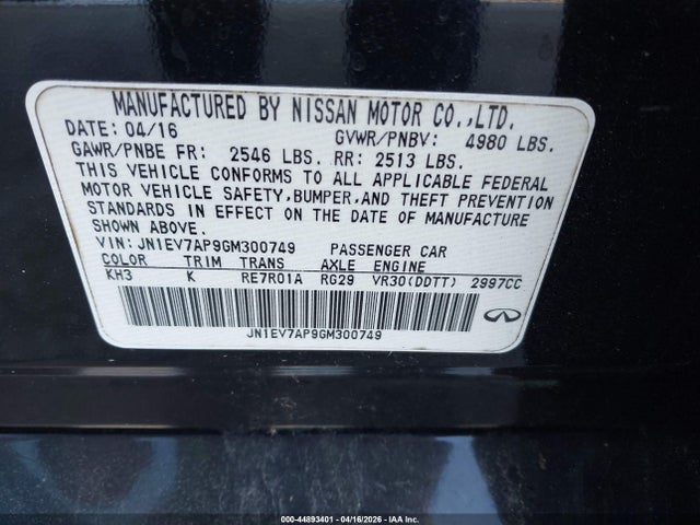 2016 INFINITI Q50 JN1EV7AP9GM300749 Photo 8