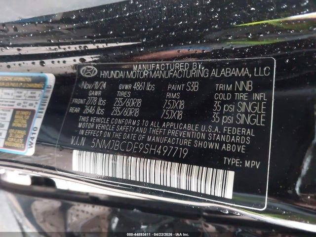 Aukcja sprzedaży 2025 Hyundai Tucson Sel, vin: 5NMJBCDE9SH497719, numer aukcji: 44893411