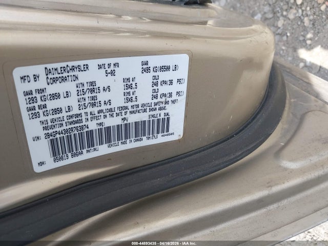 Продаж на аукціоні авто 2002 Dodge Grand Caravan Sport, vin: 2B4GP44302R763874, номер лоту: 44893435