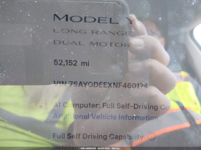 7SAYGDEEXNF460174 Tesla Model Y Long Range Dual Motor All-wheel Drive