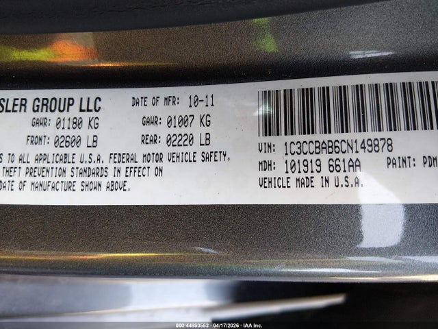 Aukcja sprzedaży 2012 Chrysler 200 Lx, vin: 1C3CCBAB6CN149878, numer aukcji: 44893553