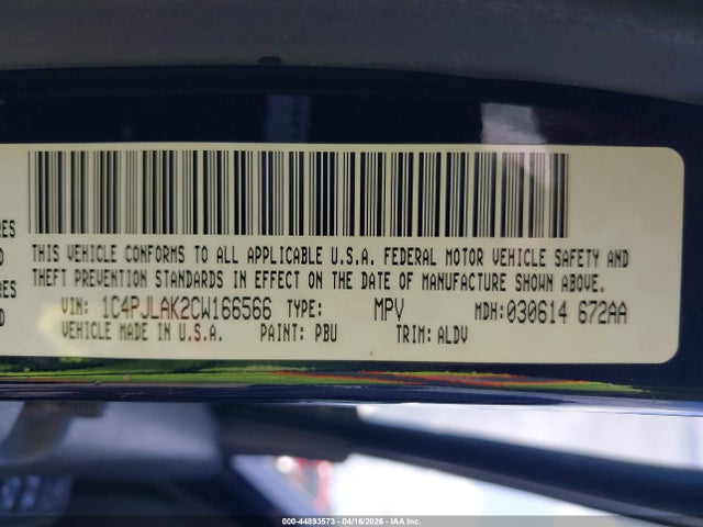 Auction sale of the 2012 Jeep Liberty Sport, vin: 1C4PJLAK2CW166566, lot number: 44893573