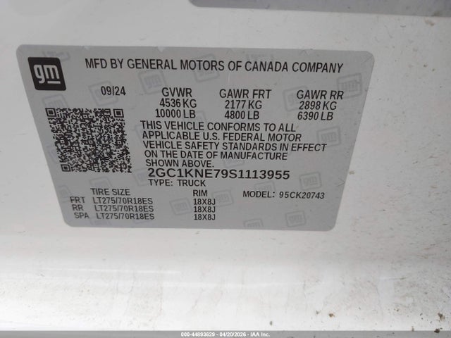 2GC1KNE79S1113955 Chevrolet Silverado 2500hd 4wd Standard Bed Lt