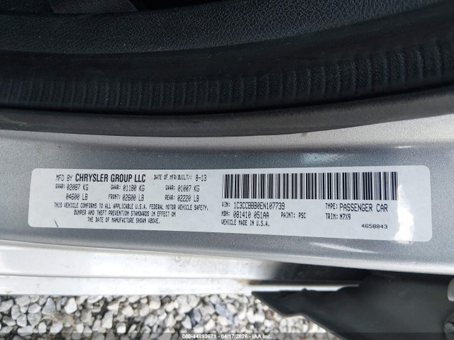 2014 Chrysler 200 Touring მანქანა იყიდება აუქციონზე, vin: 1C3CCBBB0EN107739, აუქციონის ნომერი: 44893671