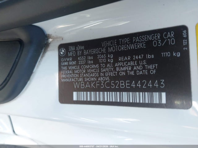 Продаж на аукціоні авто 2011 Bmw 328i Xdrive, vin: WBAKF3C52BE442443, номер лоту: 44893707