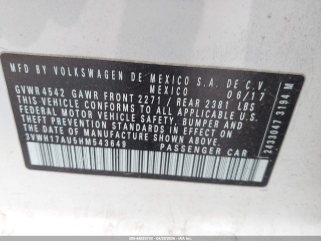 3VWH17AU5HM543649 Volkswagen Golf Alltrack Tsi S/tsi Se/tsi Sel