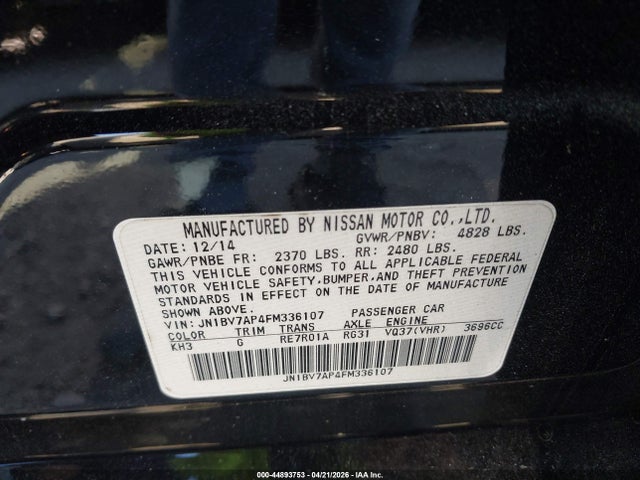 Aukcja sprzedaży 2015 Infiniti Q50 Sport, vin: JN1BV7AP4FM336107, numer aukcji: 44893753