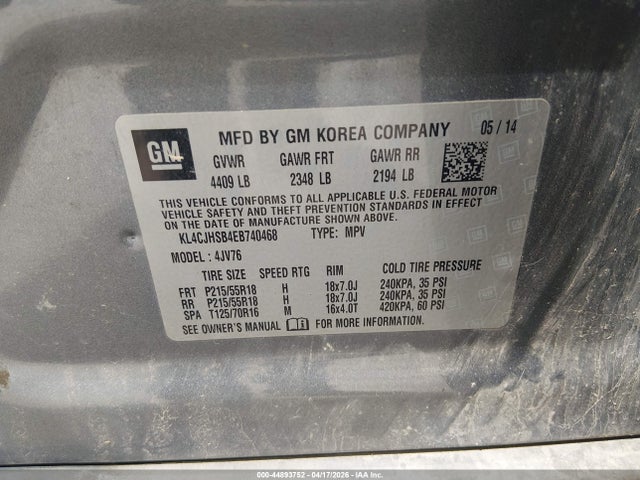 Продажа на аукционе авто 2014 Buick Encore Premium, vin: KL4CJHSB4EB740468, номер лота: 44893752