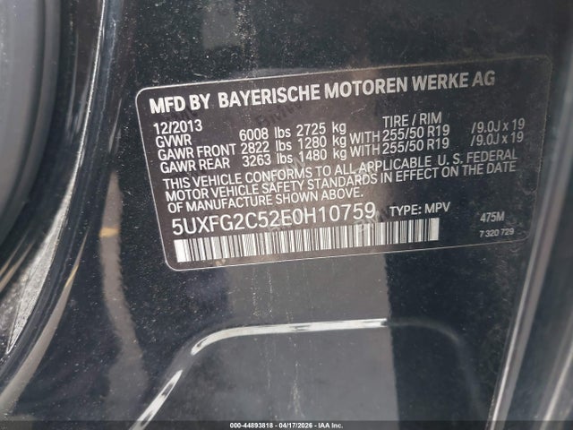 2014 Bmw X6 Xdrive35i მანქანა იყიდება აუქციონზე, vin: 5UXFG2C52E0H10759, აუქციონის ნომერი: 44893818