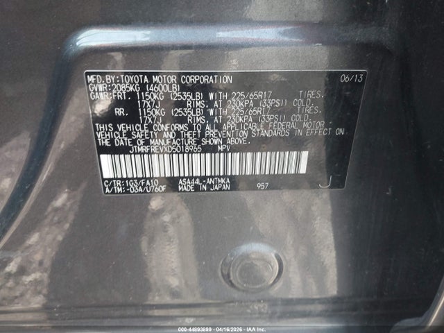 Aukcja sprzedaży 2013 Toyota Rav4 Xle, vin: JTMRFREVXD5018965, numer aukcji: 44893899