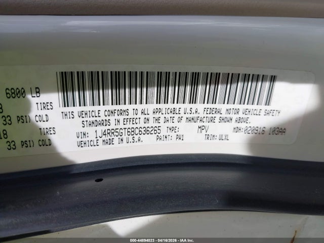 Продаж на аукціоні авто 2011 Jeep Grand Cherokee Limited, vin: 1J4RR5GT6BC636265, номер лоту: 44894023
