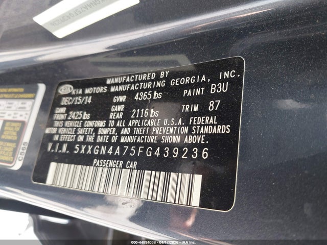 Aukcja sprzedaży 2015 Kia Optima Ex, vin: 5XXGN4A75FG439236, numer aukcji: 44894038
