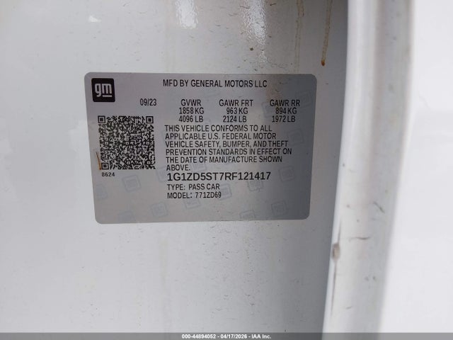 Aukcja sprzedaży 2024 Chevrolet Malibu Fwd 1lt, vin: 1G1ZD5ST7RF121417, numer aukcji: 44894052