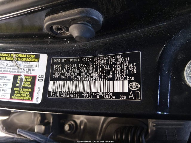 44894063 :رقم المزاد ، 2T1BURHE8EC168225 vin ، 2014 Toyota Corolla Le مزاد بيع