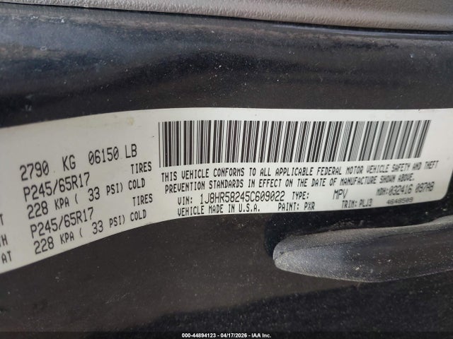 44894123 :رقم المزاد ، 1J8HR58245C609022 vin ، 2005 Jeep Grand Cherokee Limited مزاد بيع