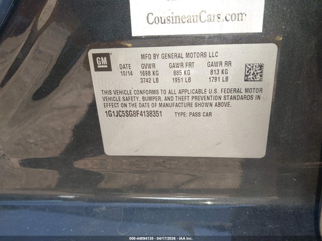 1G1JC5SG8F4138351 Chevrolet Sonic Lt Auto