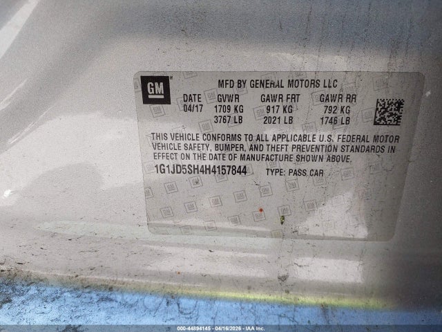2017 CHEVROLET SONIC 1G1JD5SH4H4157844 Photo 8