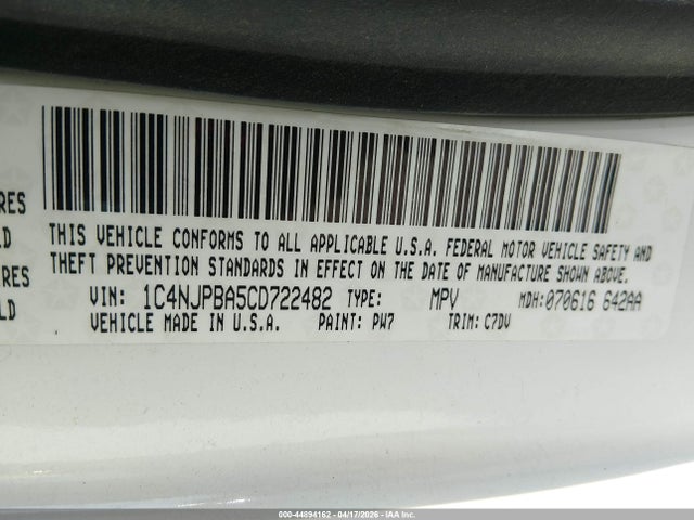Aukcja sprzedaży 2012 Jeep Patriot Sport, vin: 1C4NJPBA5CD722482, numer aukcji: 44894162