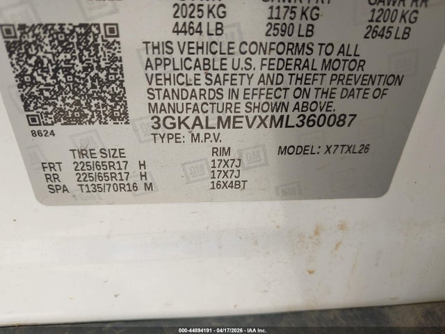 2021 Gmc Terrain Fwd Sle მანქანა იყიდება აუქციონზე, vin: 3GKALMEVXML360087, აუქციონის ნომერი: 44894191