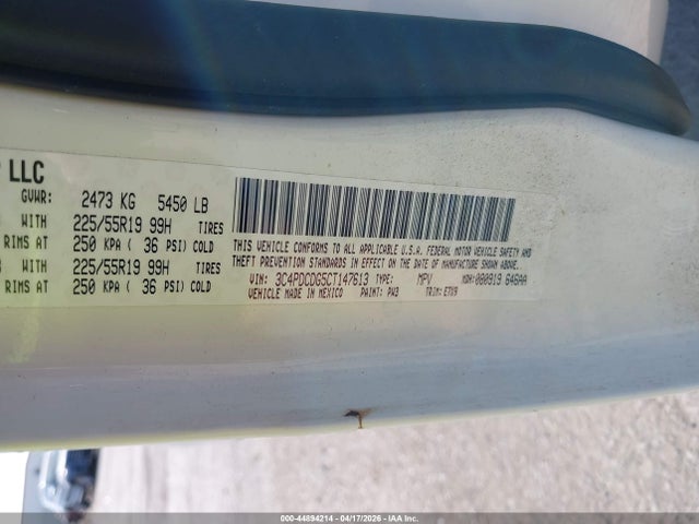 2012 Dodge Journey Crew მანქანა იყიდება აუქციონზე, vin: 3C4PDCDG5CT147613, აუქციონის ნომერი: 44894214