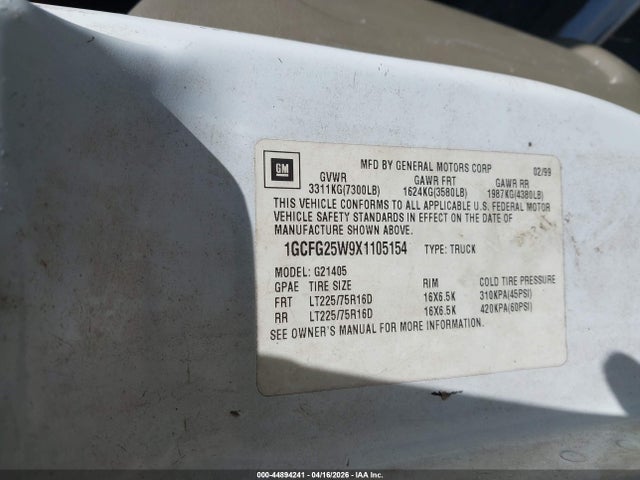 Продаж на аукціоні авто 1999 Chevrolet Express, vin: 1GCFG25W9X1105154, номер лоту: 44894241